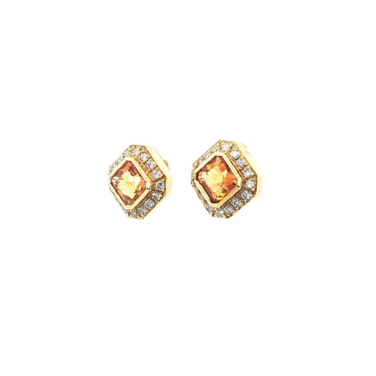Monte Carlo - Women's Citrine Button Stud Earrings