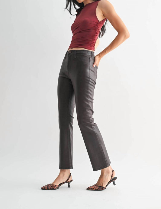 Just Black Denim - Coated Slim Cropped Bootcut Jeans