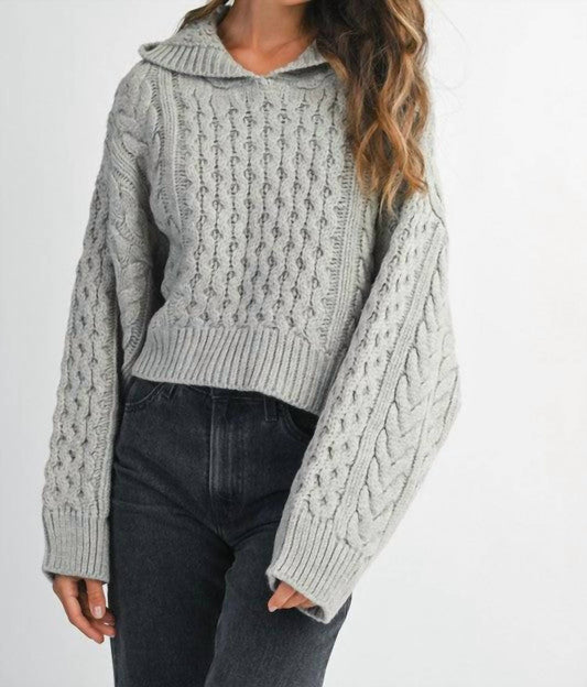 Mable - Lauren Cable Knit Hoodie Sweater