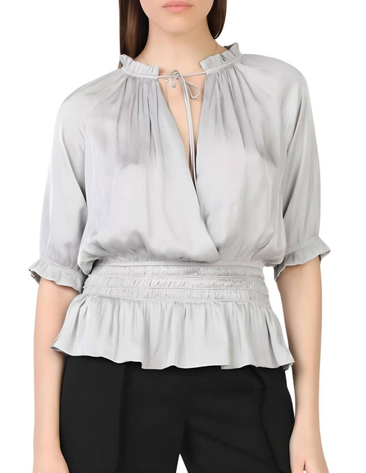 3/4 Sleeve Rouched Waist Top