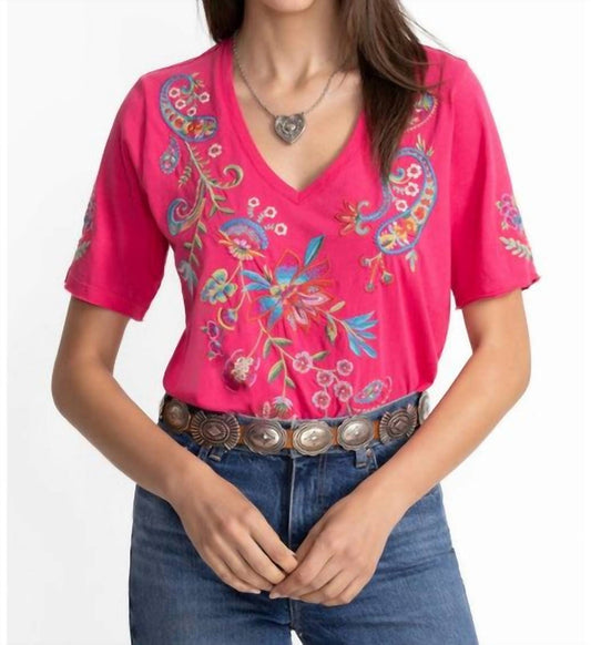 Johnny Was - KARIME RAW HEM V‑NECK TEE