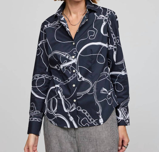Hinson Wu - Diane Long Sleeve Equestrian Print Shirt