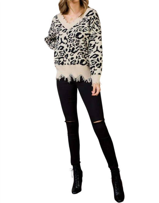 Mainstrip - Frayed Leopard Sweater