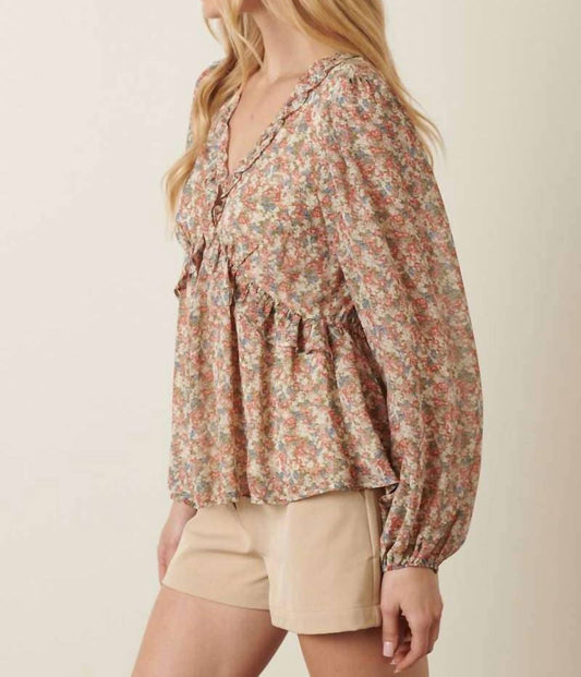 Mittoshop - Floral Print Ruffle Detail Blouse