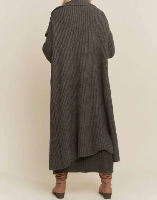 Davi & Dani - Ribbed Texture Cardigan with Matching Sweater Dress
