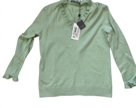 Alashan Cashmere - Women's Ruffle V Neck Sweater