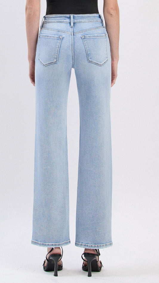 Lovervet - High Rise Full Length Slim Wide Leg Jeans