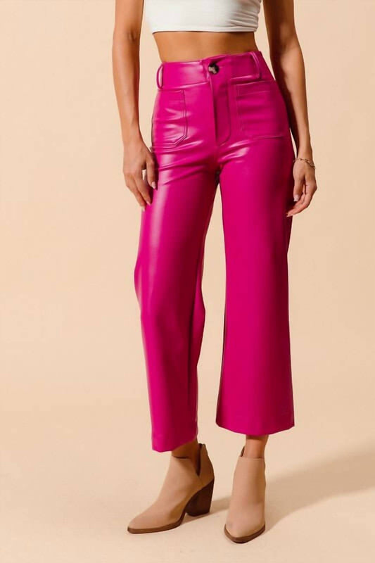 So Me - Priscilla Leather Wide Leg Cropped Pants