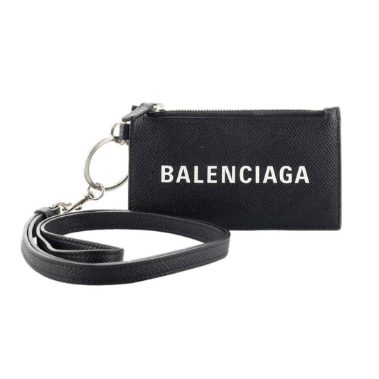 Balenciaga - Women's Grain Leather Neck Lanyard Card Holder Wallet