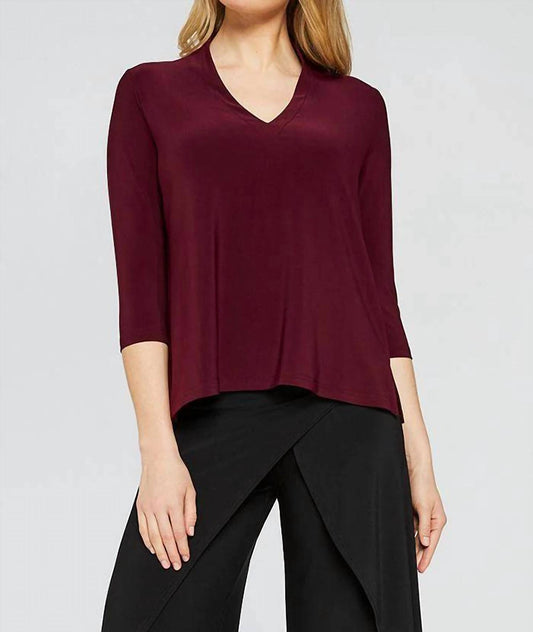 Sympli - 3/4 Sleeves Deep V Top