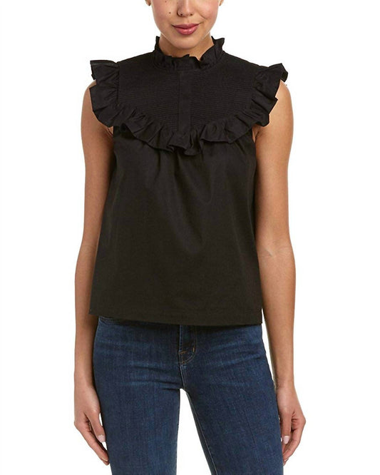 Hera Ruffle Trimmed Sleeveless Cotton Voile Blouse