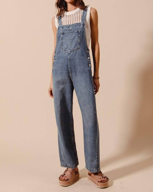 So Me - Women's Washed Denim Wide Leg Overall