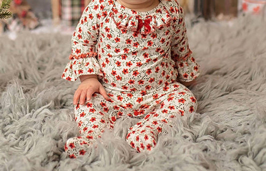 Haute Baby - Newborns And Babies Holly Jolly Footie With Ruffled Butt