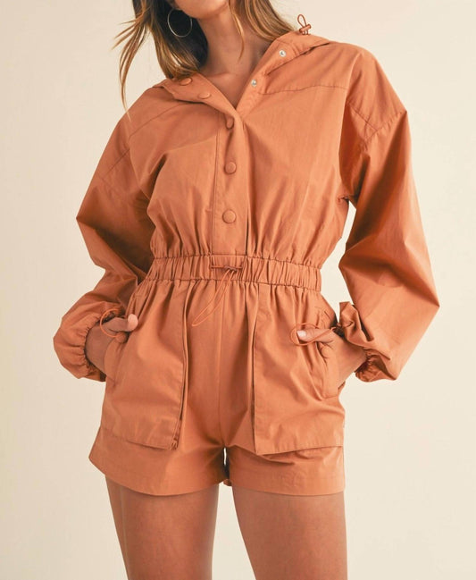 Mable - Long Sleeve Button Down Hoodie Romper