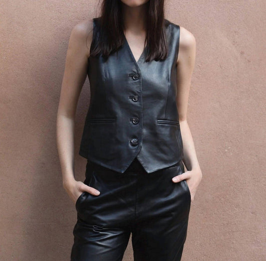 Las Sureñas - Leather V-neck Vest
