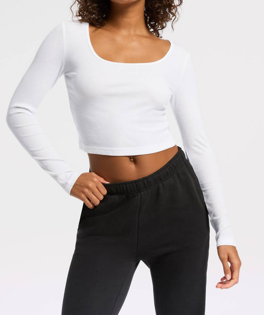 Bandier - Rivington Ribbed Long Sleeve Scoop Neck Crop Top