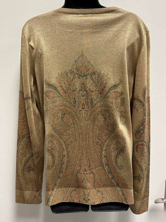 Etro - Women's Metallic Paisley Long Sleeve Crew Neck Sweater