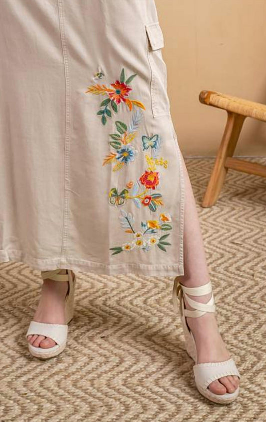 Paparazzi - Embroidered Tencel Twill Cargo Skirt