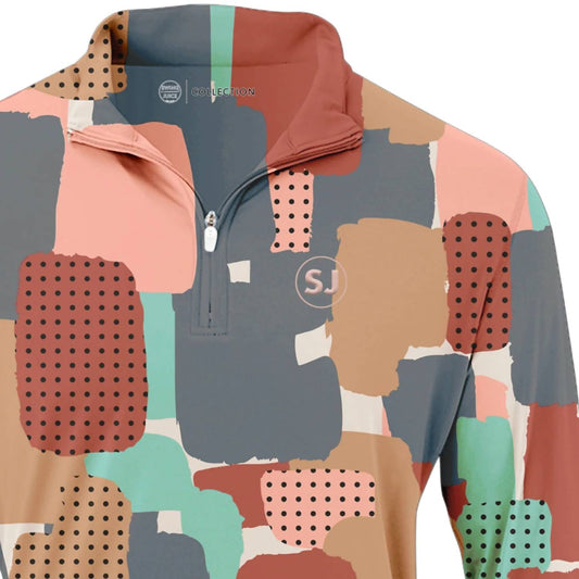 Swingjuice - Men's Golf Abstract Camo Quarter Zip Sweatshirt