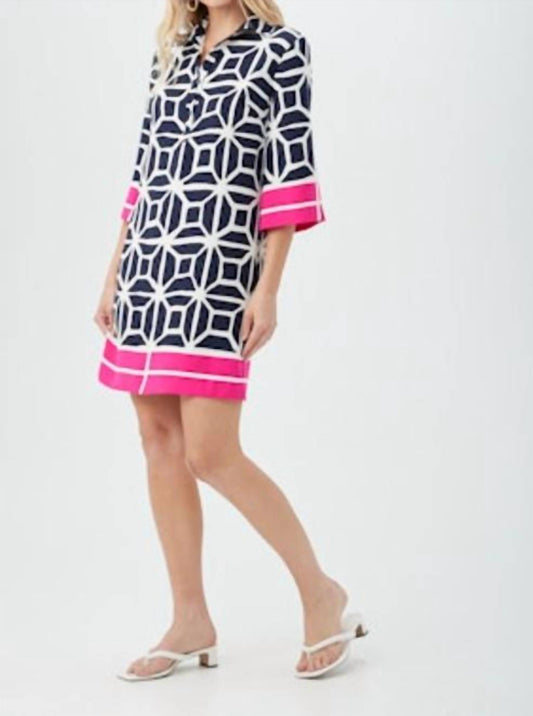 Trina Turk - Geometric Navy Tunic Dress