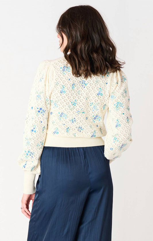 Dex - Floral Pointelle Embroidered Cardigan