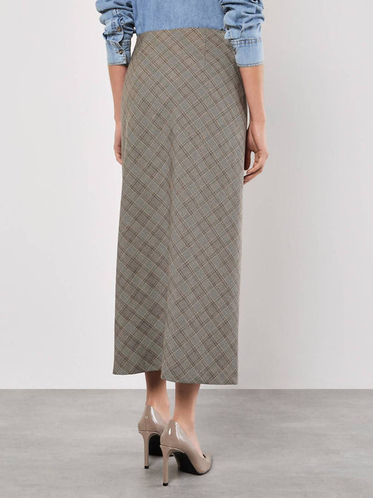 Apricot - Heritage Check Bias Maxi Skirt