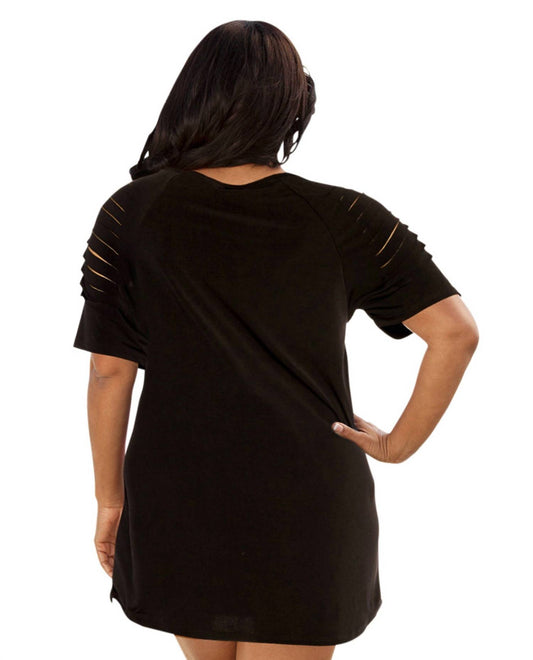 Always For Me - Plus Size Jersey Cut Out Cover Up Dress