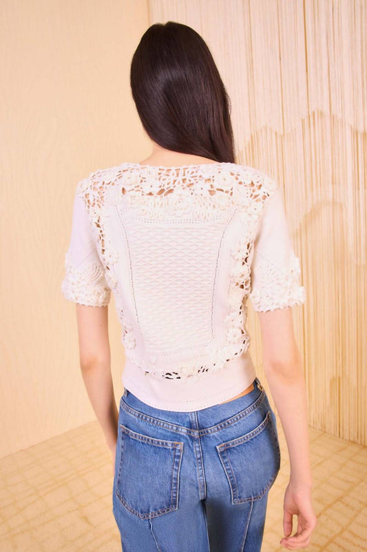 Ulla Johnson - Stella Short Sleeve Floral Crochet Knit Top