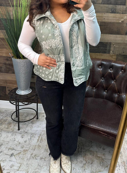 Umgee - Bandana Print Quilted Vest Top