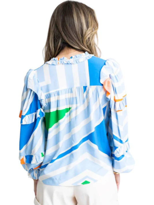Karlie - GEOMETRIC RUFFLE TOP