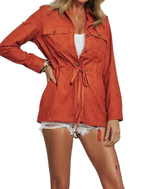 Davi & Dani - Adina Stone Washed Contrast Ethnic Shacket