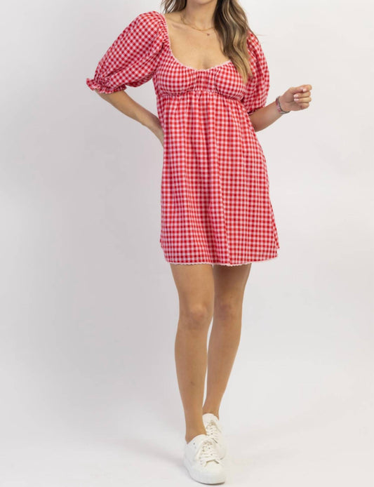 STRAWBERRY FIELDS GINGHAM MINI DRESS