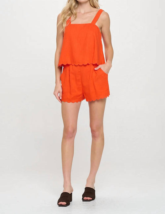 Meet Me In Santorini - Sunset Glow Scalloped Detailed Shorts