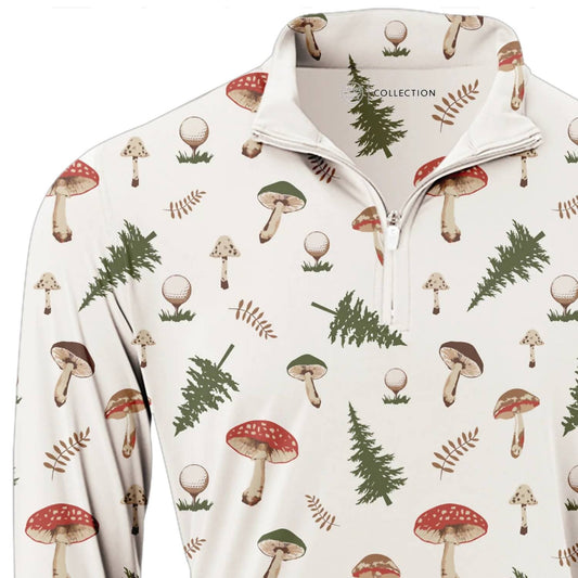 Swingjuice - Men's Golf Mushrooms Quarter Zip Sweatshirt