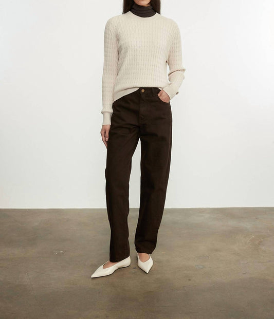 Enza Costa - CASHMERE COTTON CABLE KNIT EASY CREW SWEATER