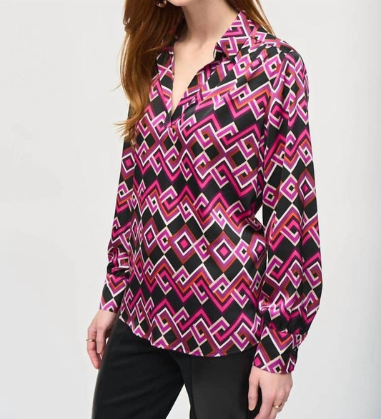 Joseph Ribkoff - Satin Geometric Print Top
