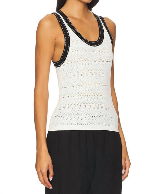 Autumn Cashmere - Pointelle Racer Back Saddle Stitching Tank