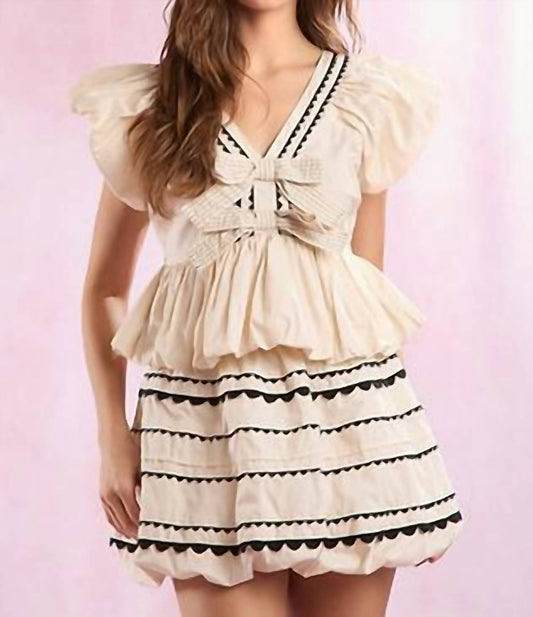 Peach Love - Poplin Ric Rac Bubble Hem Mini Skirt