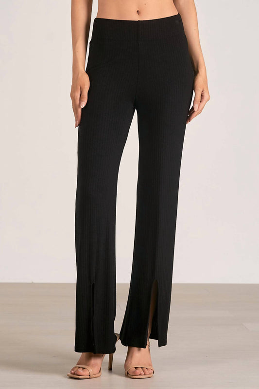 Elan - Front Slit Ribbed Wide Leg Pant