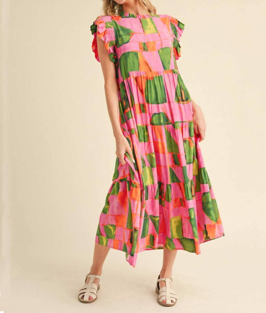 Jodifl - Ruffled Shoulder Midi Dress