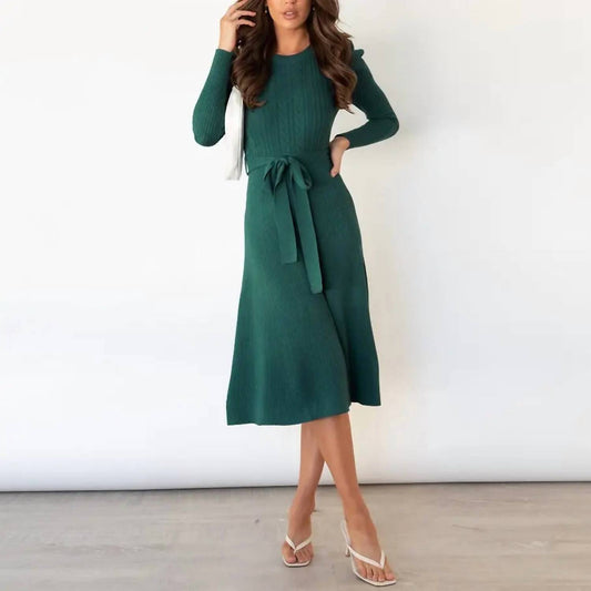 Hiddenbrand - Gracie Tie Cocktail Cable Knit Midi Dress