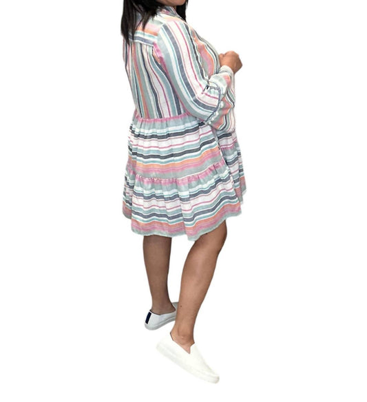 Entro - Summer Stripe Bell Sleeve Tiered Dress