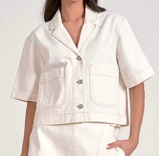 Elan - Jen Cropped Button Up Shirt