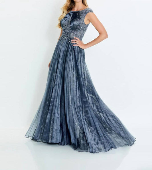 Montage By Mon Cheri - Lace Novelty Organza Long Dress