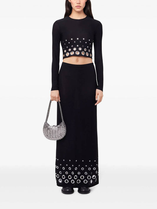 Rabanne - Eyelet Jersey Maxi Skirt