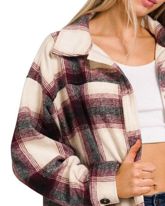 Zenana - Plaid Button Down Shacket