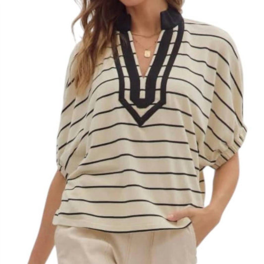 Entro - Stripe Dolman Sleeve Top