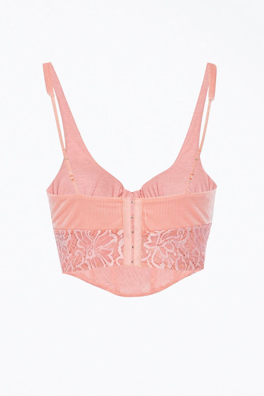 Afrm - AMA VELVET RIBBED CORSET TOP