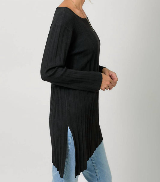 Mystree - Pleated Diagonal Cut Tunic Sweater