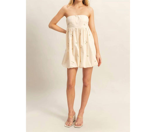 Hyfve - Embroidery Strapless Bubble Hem Dress